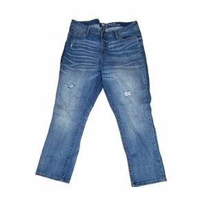 Gap Plus size 16 Slim Straight Crop Blue Denim Distressed Jeans